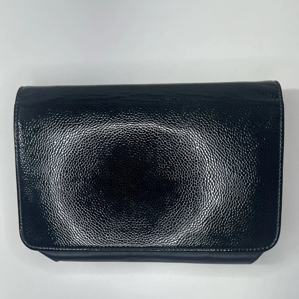 CHANEL | Black Patent Caviar Leather Wallet on Chain